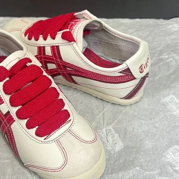 Onitsuka Tiger by Asics White and Red Fashion Sneakers - Picture 2 of 7